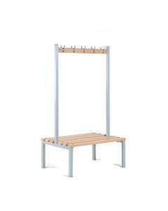 Double Sided Cloakroom Hook Benches - Timber Slats
