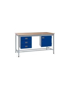 QMP Square Tube Workbench Kit B - Three Drawers and Cupboard