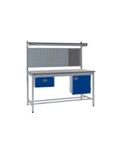 QMP Square Tube Workbench, Kit C - Single Drawer, Cupboard, Louvre Panel & Upper Shelf