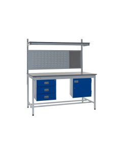 QMP Square Tube Workbench, Kit D - Three Drawers, Cupboard, Louvre Panel & Upper Shelf