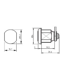 Ronis 25300 19.5mm cam Lock 90 degree turn PK35 Master