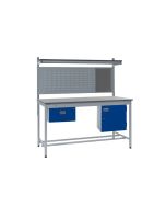 QMP Square Tube Workbench, Kit C - Single Drawer, Cupboard, Louvre Panel & Upper Shelf